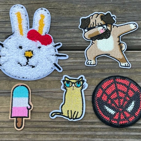 Mix Lot of Patches Iron On Applique Patches Embroidery Sequence CAT DOG Patches - Picture 6 of 7